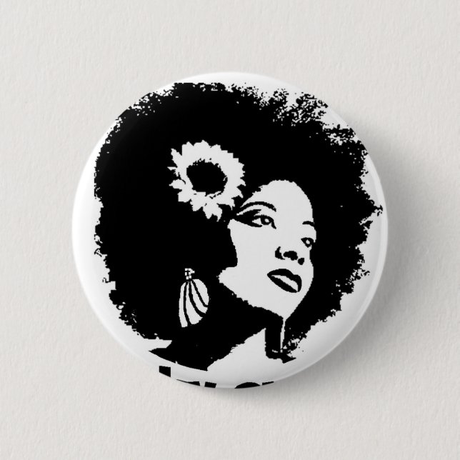 Badge Rond 5 Cm J'aime mes cheveux bouclés frisés (Devant)