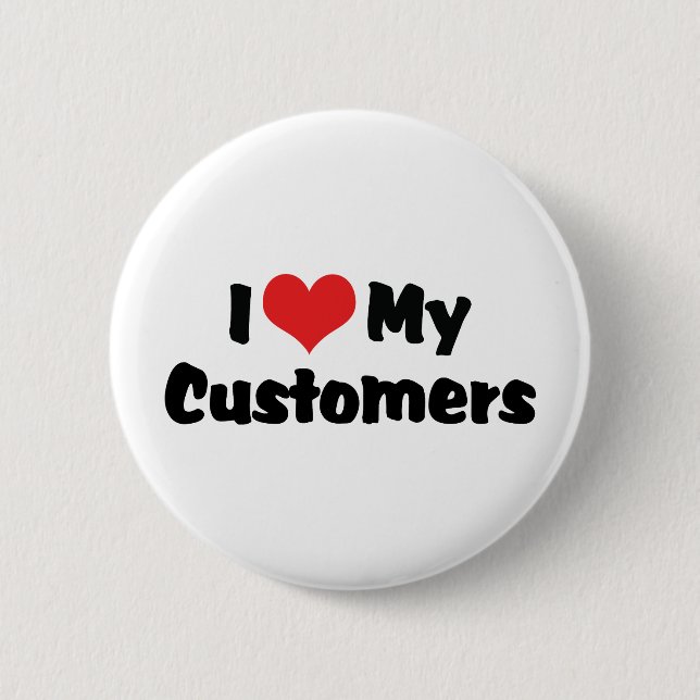 Badge Rond 5 Cm J'aime mes clients (Devant)