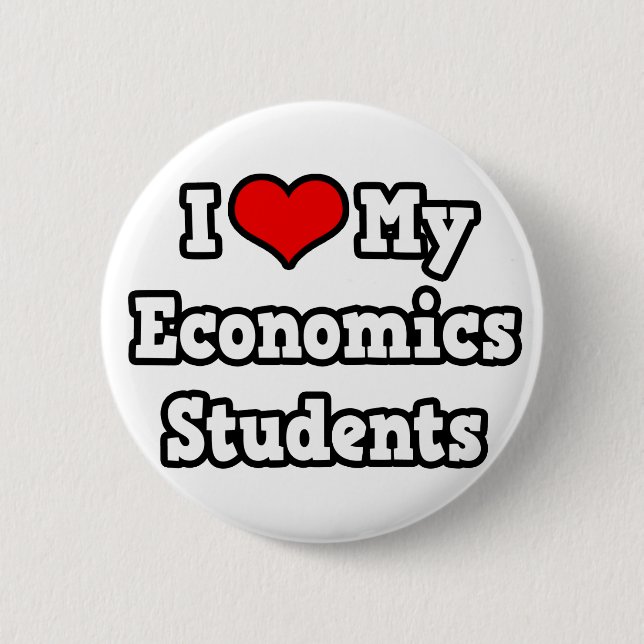 Badge Rond 5 Cm J'aime mes étudiants en économie (Devant)