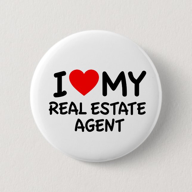 Badge Rond 5 Cm J'aime mon agent immobilier (Devant)