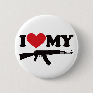 Badge Rond 5 Cm J'aime mon AK47