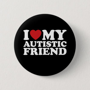 Badge Rond 5 Cm J'aime mon ami autiste Cœur autistique