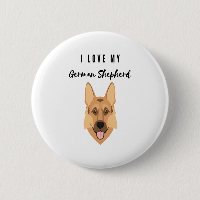 Badge Rond 5 Cm J'Aime Mon Berger Allemand (Devant)