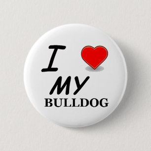 Badge Rond 5 Cm J'aime mon bouledogue
