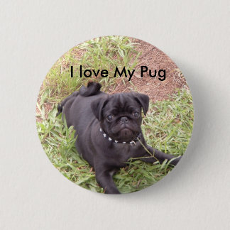 Badge Rond 5 Cm J'aime mon bouton de carlin
