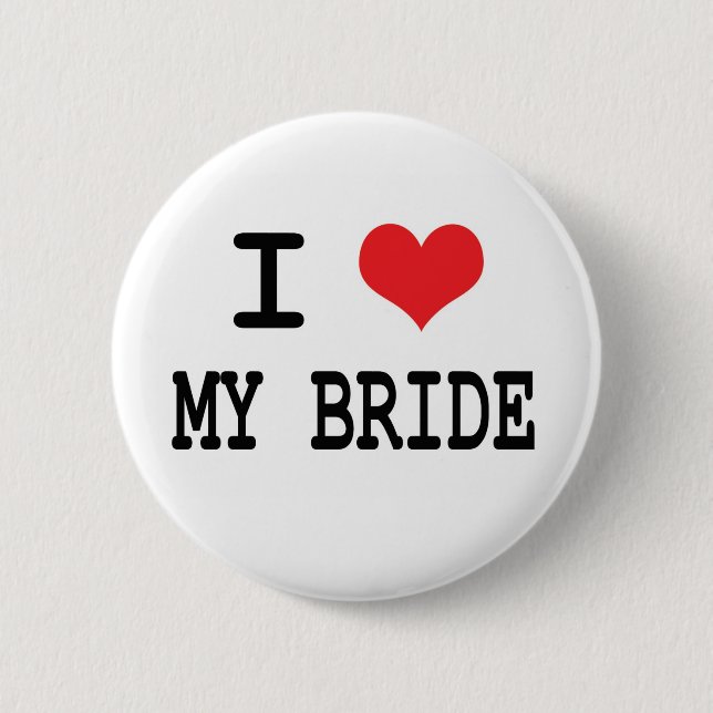 Badge Rond 5 Cm J'aime mon bouton de jeune mariée (Devant)