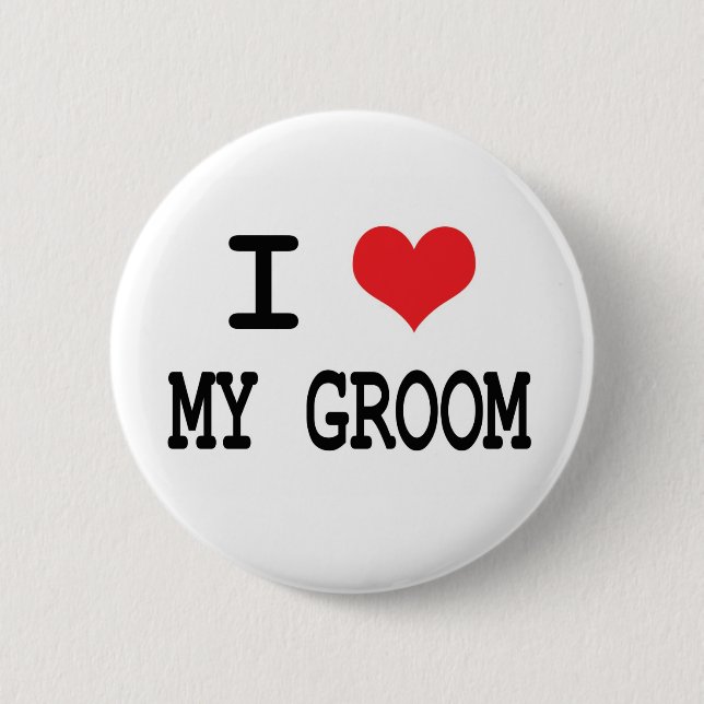 Badge Rond 5 Cm J'aime mon bouton de marié (Devant)