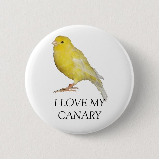 Badge Rond 5 Cm J'AIME MON bouton JAUNE CANARI (Devant)