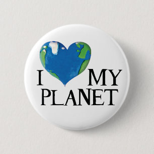 Badge Rond 5 Cm J'aime mon bouton planète