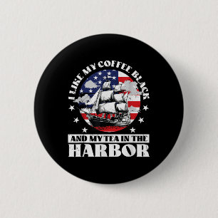Badge Rond 5 Cm J'Aime Mon Café Noir Et Mon Thé Dans Le Port Nous