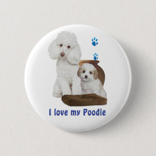 Badge Rond 5 Cm J'aime mon caniche