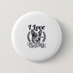 Badge Rond 5 Cm J'aime mon chien de troupeau gravure vintage Desig