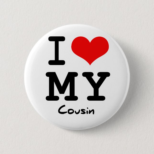 Badge Rond 5 Cm J'aime mon cousin (Devant)