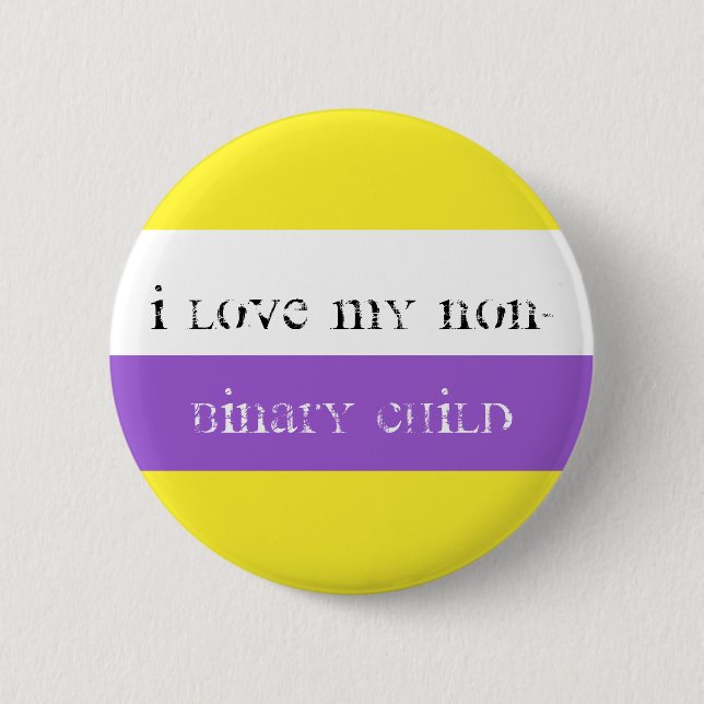Badge Rond 5 Cm J'aime mon enfant non-binaire (Devant)