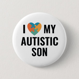 Badge Rond 5 Cm J'Aime Mon Fils Autiste