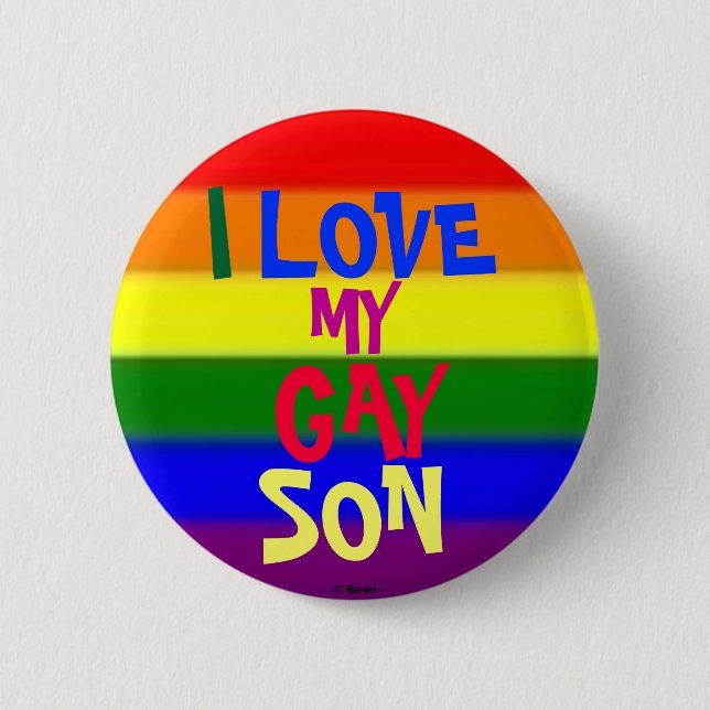 Badge Rond 5 Cm J'Aime Mon Fils Gay (Devant)
