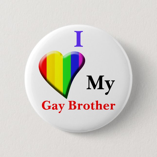 Badge Rond 5 Cm J'aime mon frère gai (Devant)