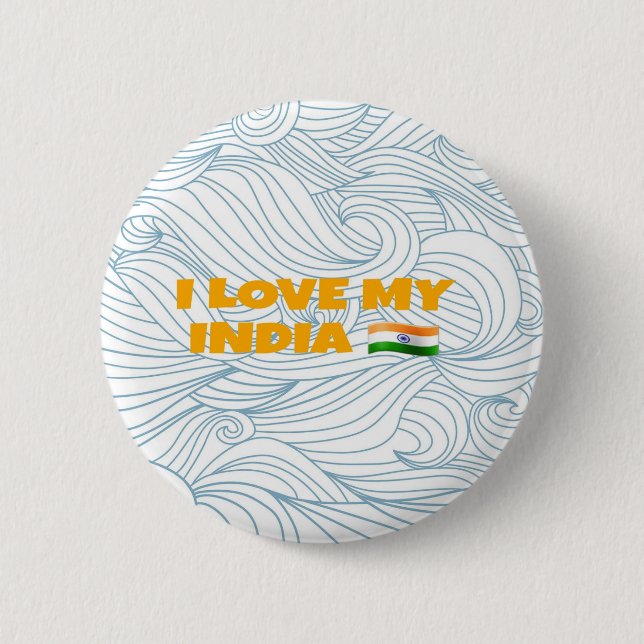 Badge Rond 5 Cm J'aime mon Inde (Devant)