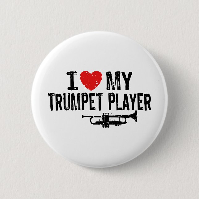 Badge Rond 5 Cm J'Aime Mon Joueur De Trompette (Devant)