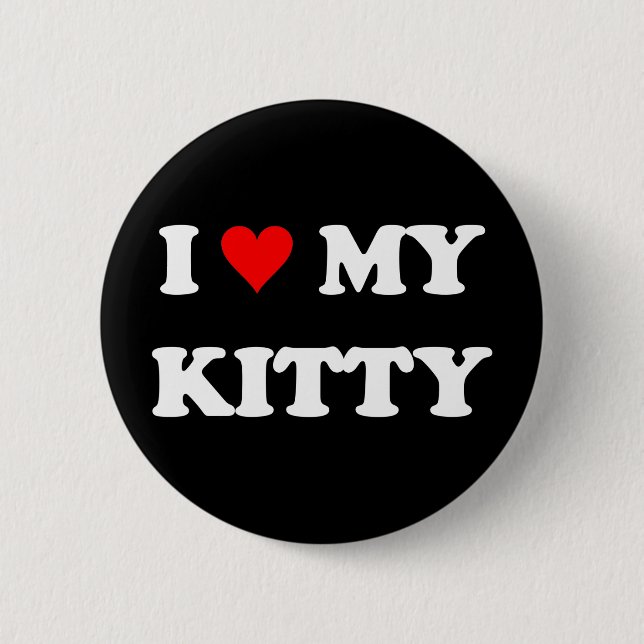 Badge Rond 5 Cm J'Aime Mon Kitty (Devant)