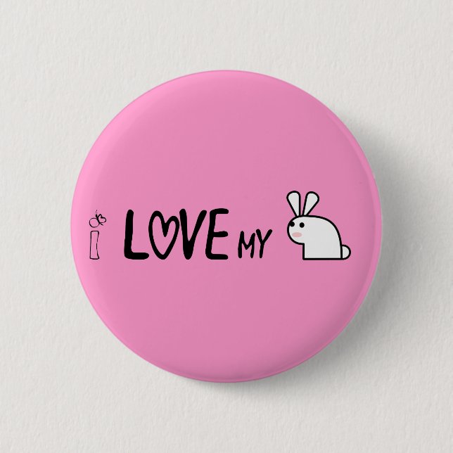 Badge Rond 5 Cm J'aime mon lapin (Devant)