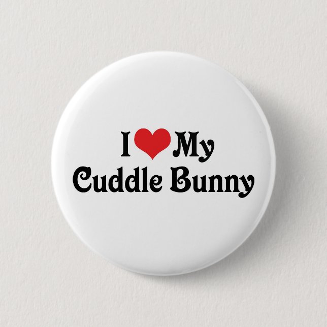 Badge Rond 5 Cm J'Aime Mon Lapin De Cuddle (Devant)