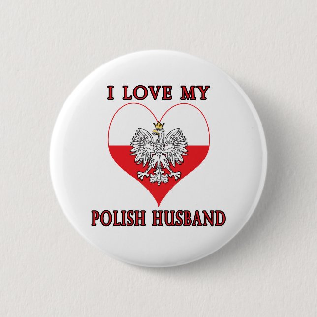 Badge Rond 5 Cm J'aime mon mari polonais (Devant)