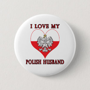 Badge Rond 5 Cm J'aime mon mari polonais