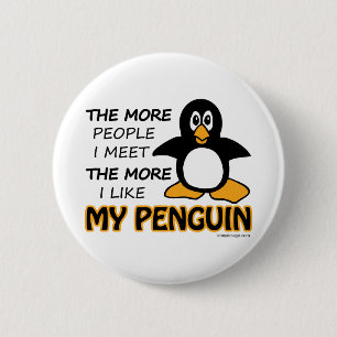 Badge Rond 5 Cm J'Aime Mon Pingouin