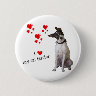 Badge Rond 5 Cm J'aime mon Rat terrier