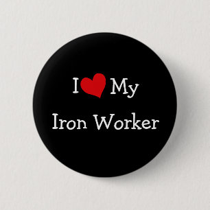 Badge Rond 5 Cm J'Aime Mon Travailleur En Fer