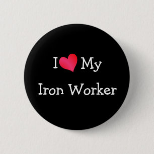 Badge Rond 5 Cm J'Aime Mon Travailleur En Fer