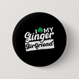 Badge Rond 5 Cm J'aime mon trèfle roux Saint-Patrick