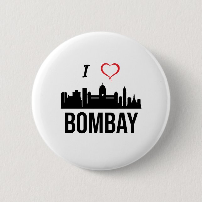 Badge Rond 5 Cm J'aime Mumbai ou Bombay Inde (Devant)