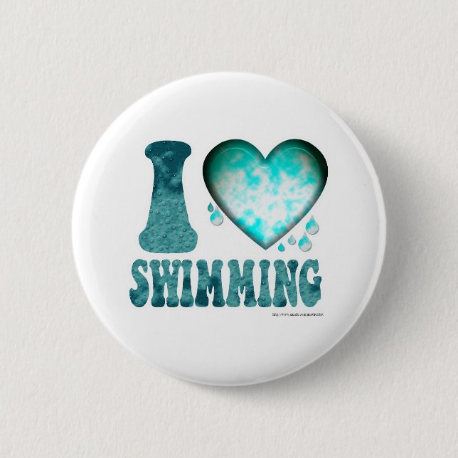 Badge Rond 5 Cm J'Aime Nager (Devant)