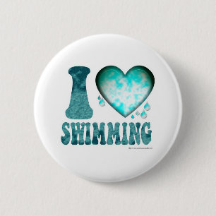 Badge Rond 5 Cm J'Aime Nager