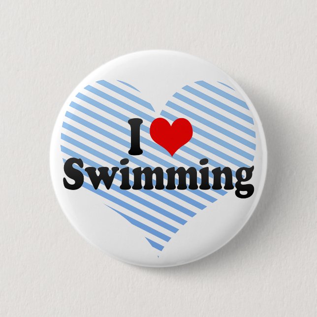 Badge Rond 5 Cm J'aime nager (Devant)