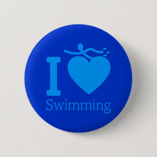 Badge Rond 5 Cm J'aime nager le bouton