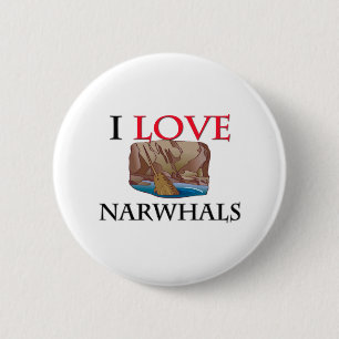 Badge Rond 5 Cm J'aime Narwhals