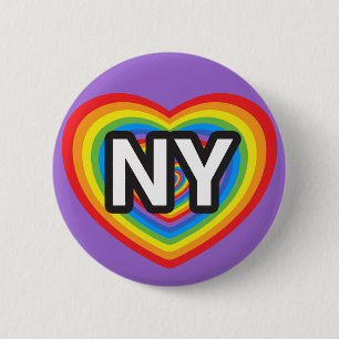 Badge Rond 5 Cm J'aime New York. J'aime New York. Arc arc-en-ciel 