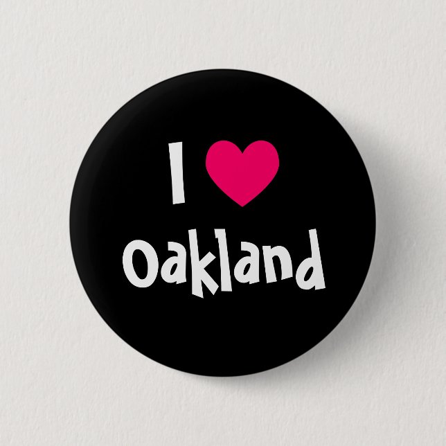 Badge Rond 5 Cm J'aime Oakland (Devant)