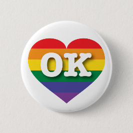 Badge Rond 5 Cm J'aime Oklahoma Gay pride Rainbow Heart