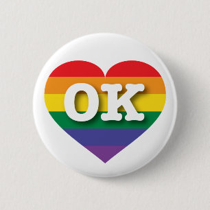 Badge Rond 5 Cm J'aime Oklahoma Gay pride Rainbow Heart