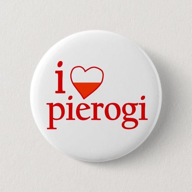 Badge Rond 5 Cm J'aime Pierogi (Devant)