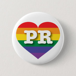 Badge Rond 5 Cm J'aime Porto Rico Gay pride Rainbow Heart