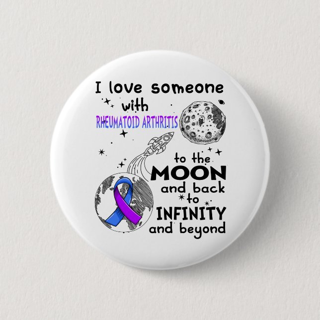 Badge Rond 5 Cm J'aime quelqu'un avec la sensibilisation à l'arthr (Devant)