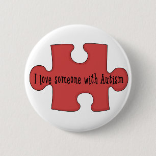 Badge Rond 5 Cm J'aime quelqu'un avec l'autisme