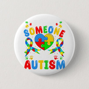 Badge Rond 5 Cm J'Aime Quelqu'Un Avec L'Autisme Sensibilisation Pu