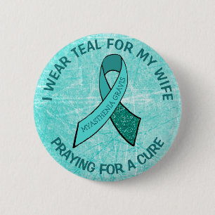 Badge Rond 5 Cm J'aime quelqu'un avec Myasthenia Bouton Gravis