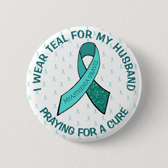 Badge Rond 5 Cm J'aime quelqu'un avec Myasthenia Bouton Gravis (Devant)